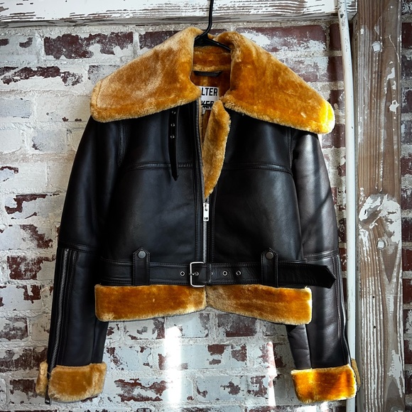 🏁 Walter Baker Mandie Coffee & Honey Genuine Leather Jacket / Coat 🍯🧸🔥 - Picture 10 of 11